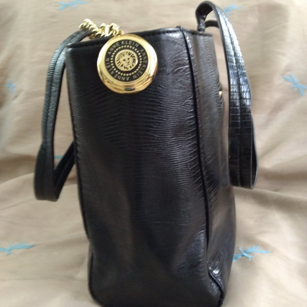 ANNE KLEIN women NEW w/Tag Handbag Black Lizard print faux leather Large17x10x4" - Picture 3 of 14